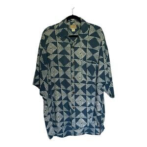 NOA NOA Hawaii Men's Hawaiian Short Sleeve Shirt Collared Blue Print XL